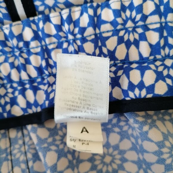 Talbots Womens Blue & White Mykonos Stretchy Waist Wide Leg Ankle Pants Size M - Picture 7 of 8